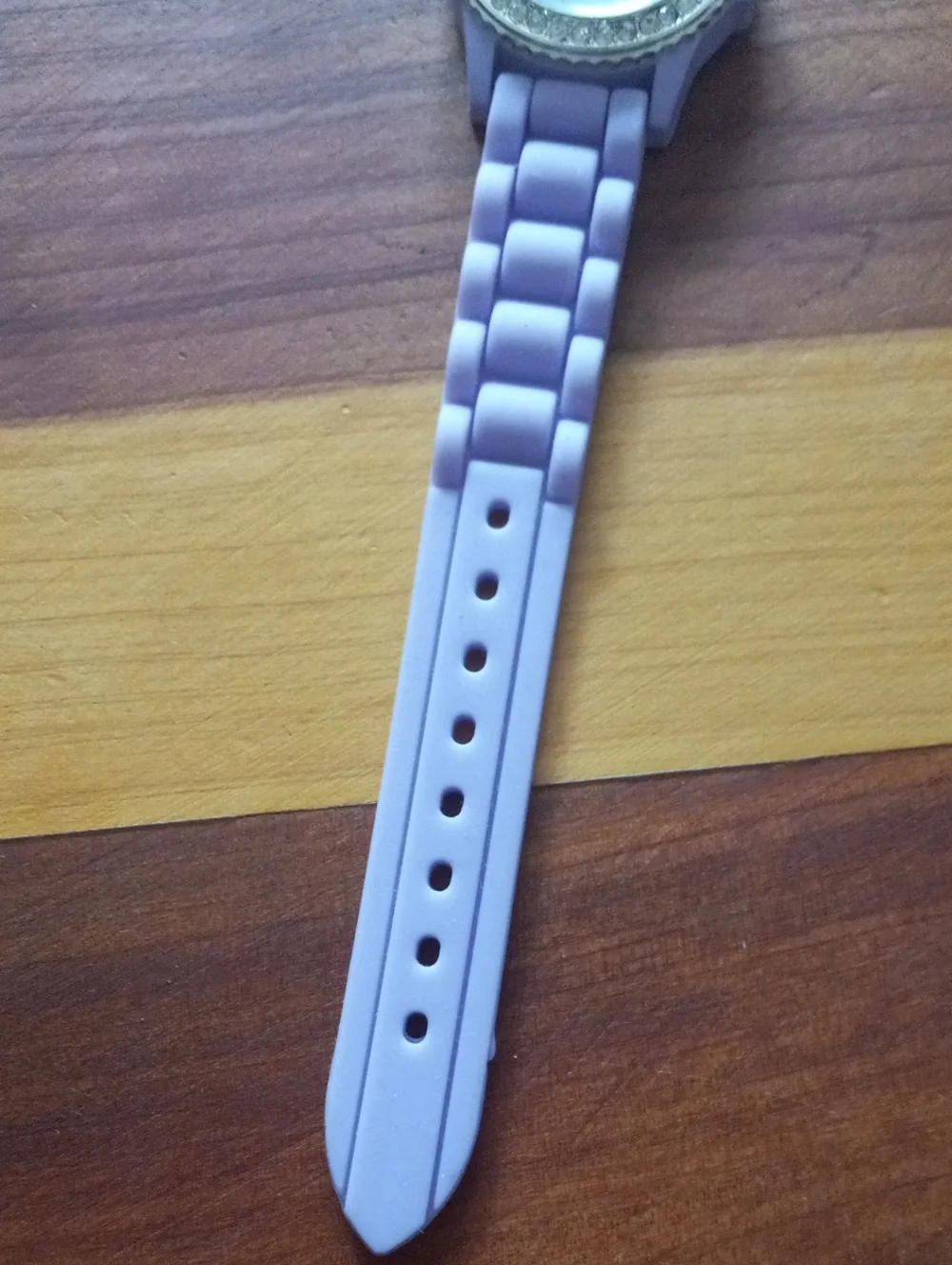 Geneva Lavender Silicone Band Watch with Crystal Silver Bezel